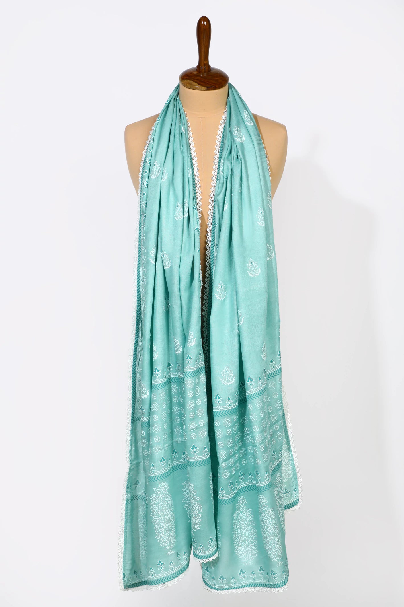 Sea Green Printed Dupatta