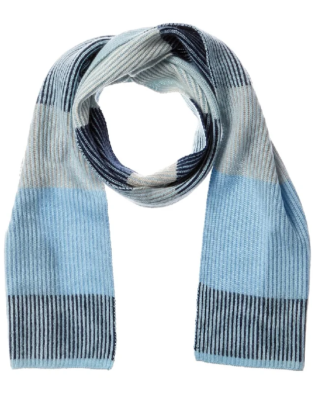 Forte Cashmere Plaited Colorblocked Cashmere Scarf