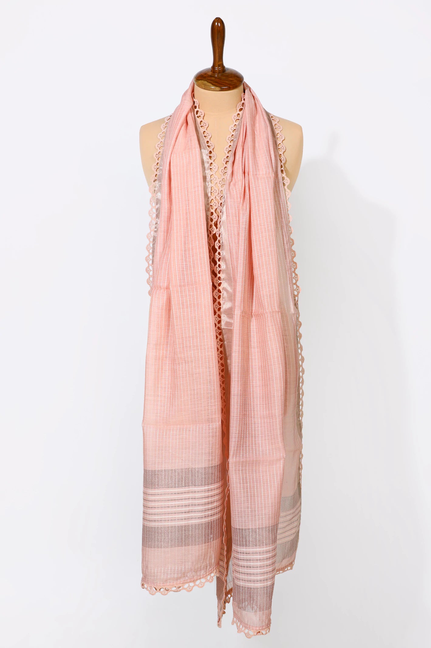 Peach Lace Dupatta