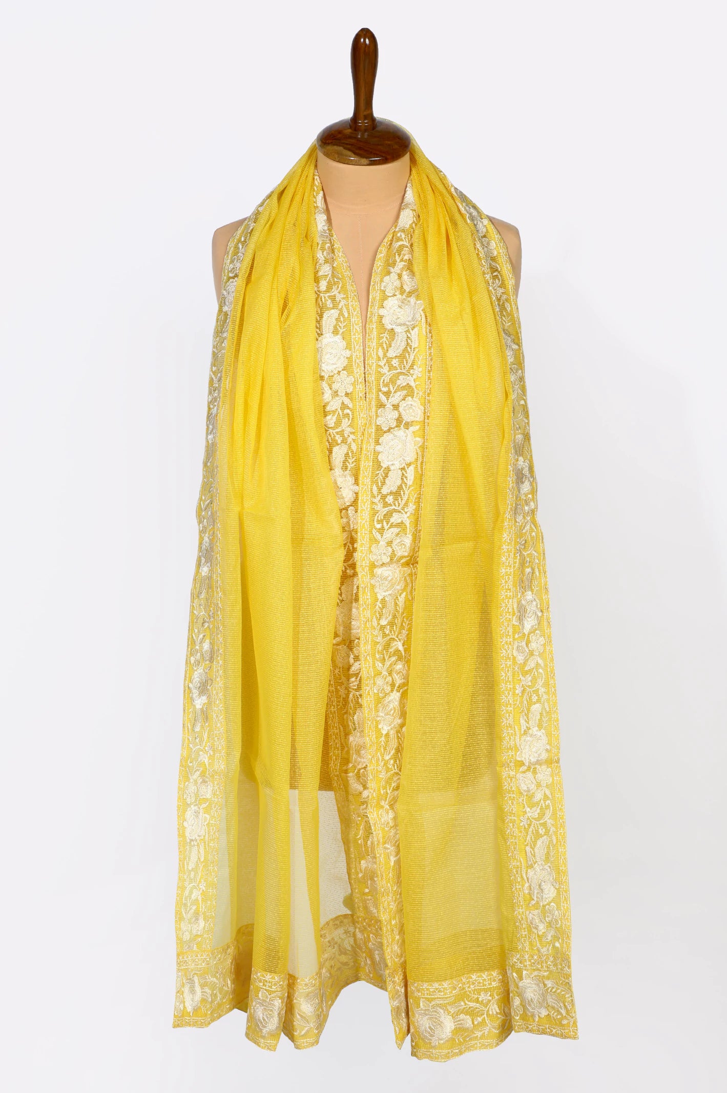 Yellow Embroidered Dupatta