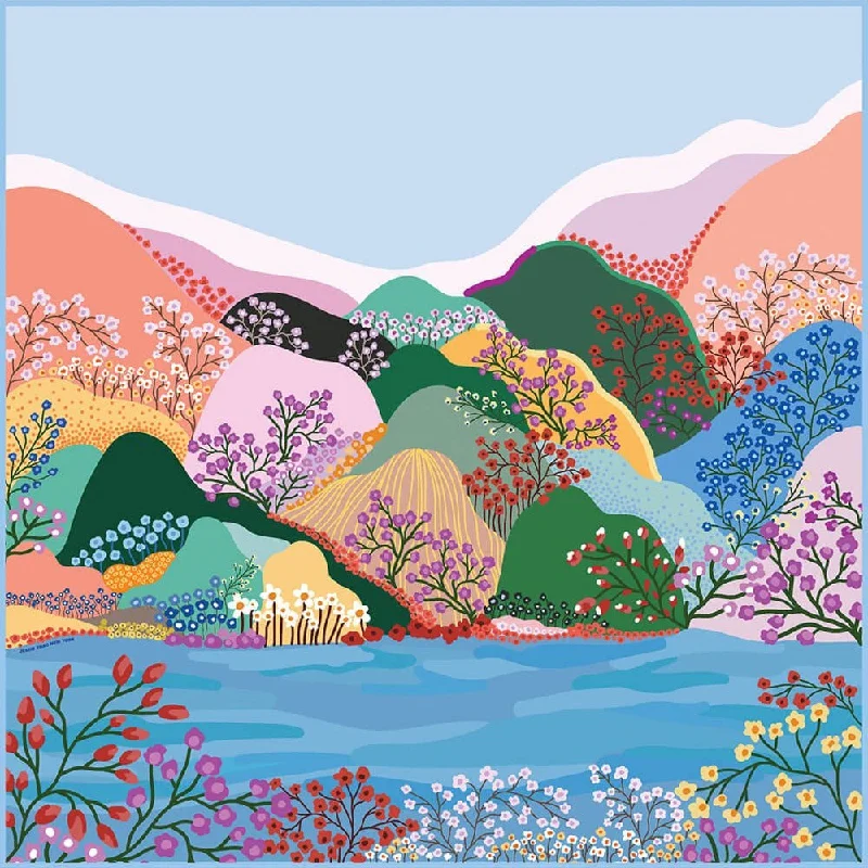 Double Sided Silk Scarf of Blossoming Valley