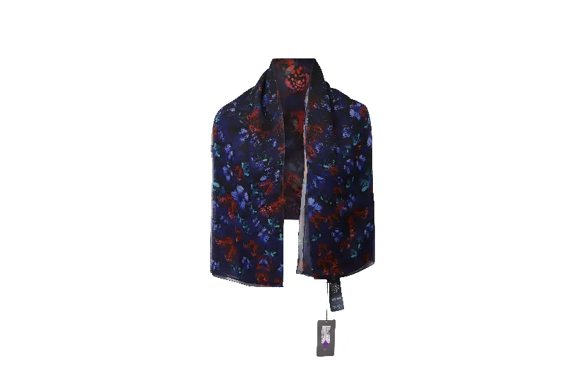 Alexander McQueen Butterfly in Flight Scarf in Blue Silk