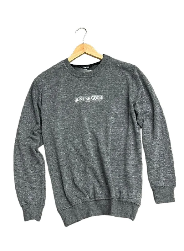 Mens Dark Gray Sweatshirt Crewneck Long Sleeves Fleece