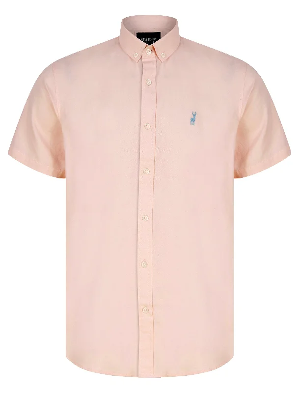 Buster Short Sleeve Cotton Twill Shirt in Ballet Slipper Pink - Kensington Eastside