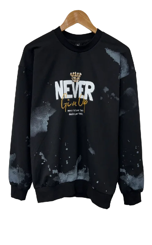 Men's Black Graphic Long Sleeves Sweatshirt Regular Fit