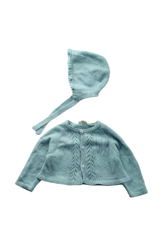 Nanos Knit Cardigan And Bonnet Set 3-6M