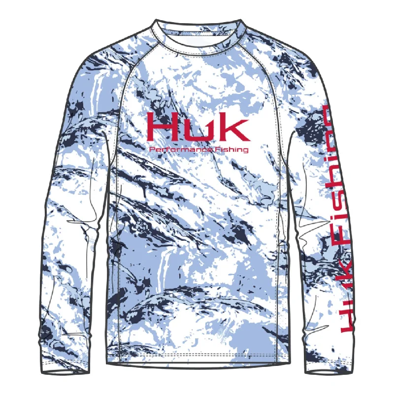 Huk Pursuit Mossy Oak Printed Long Performance Sleeve Crew T-Shirt - Windsurfer