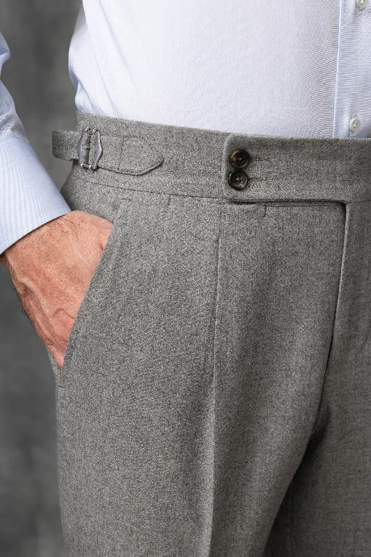 Mid grey flannel Soragna trousers  - Made in Italy