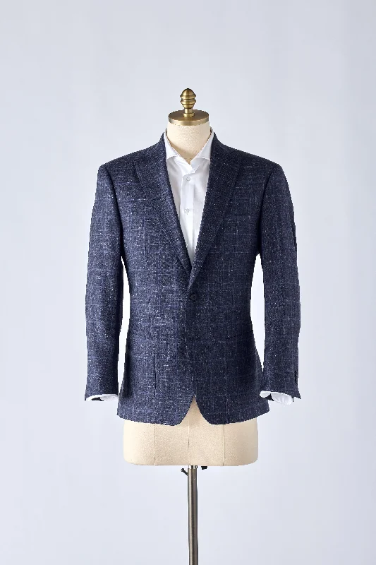 Signature Blue Check Cashmere-Silk Jacket