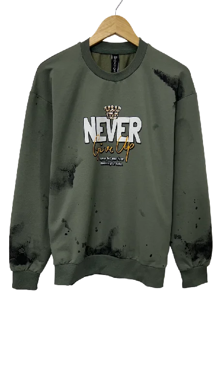 Men's Olive Graphic Sweatshirt Lightweight