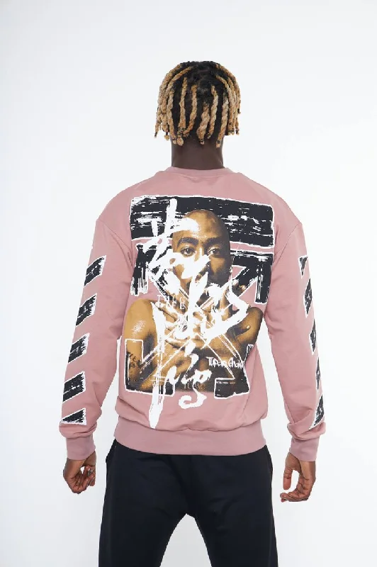 Pink Men's 2Pac Graphic Long Sleeves Sweatshirt