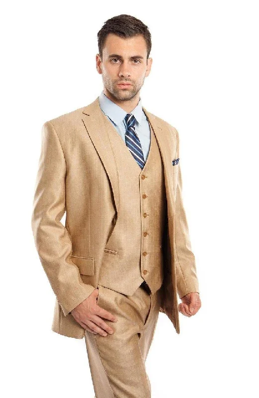 TAZIO COLLECTION-WHEAT TEXTURED 3 PIECE SUIT