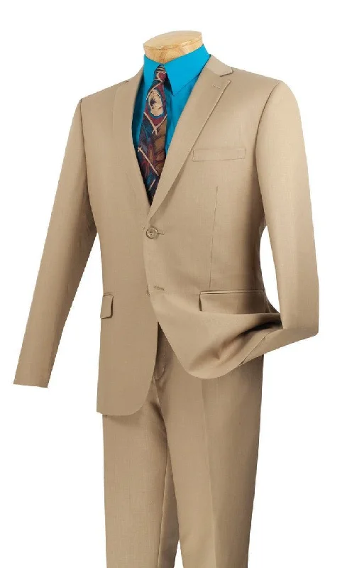 Men's Ultra Slim Fit suit 2 Piece-color Beige