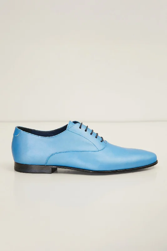 Patent Leather Oxfords - Metallic Sky Blue