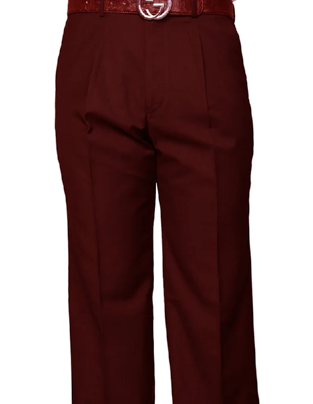 BURGUNDY REGULAR FIT PLEATED PANTS