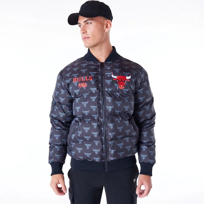 Chicago Bulls NBA Monogram Black Puffer Jacket