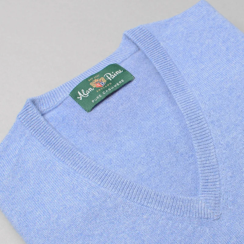 Alan Paine Cashmere V-Neck Sweater - Ocean