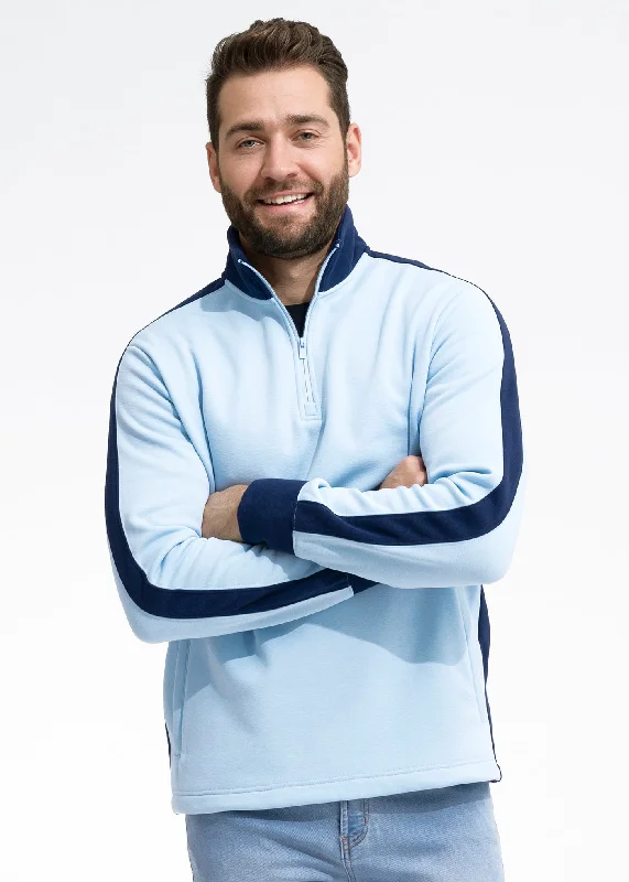 Stretch Fleece Quarter Zip | Sky Blue with Admiral