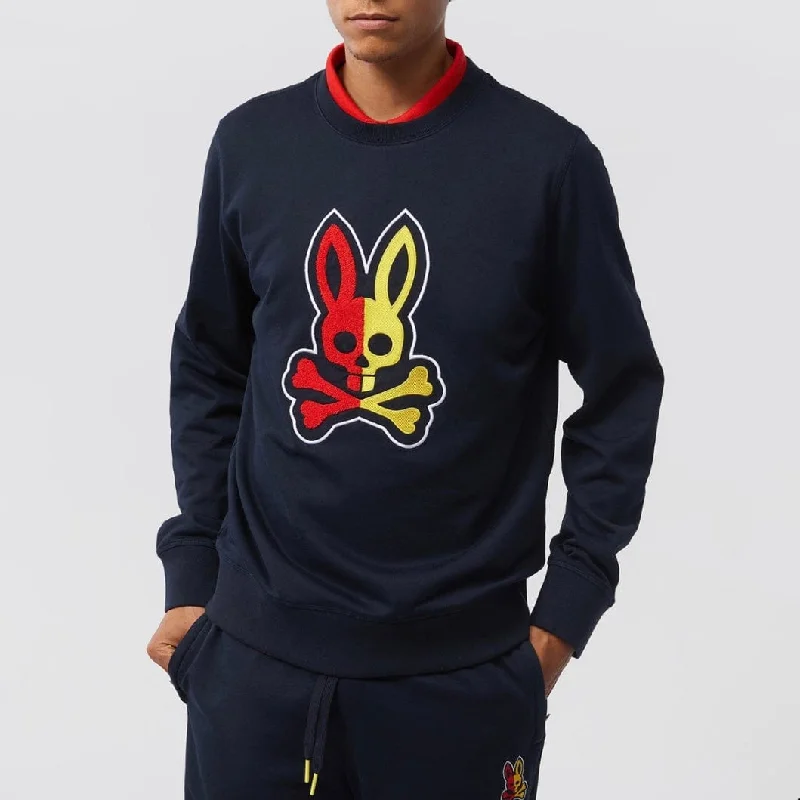 Psycho Bunny Cooper Split Bunny Logo Sweatshirt (Navy) B6S840U1FT