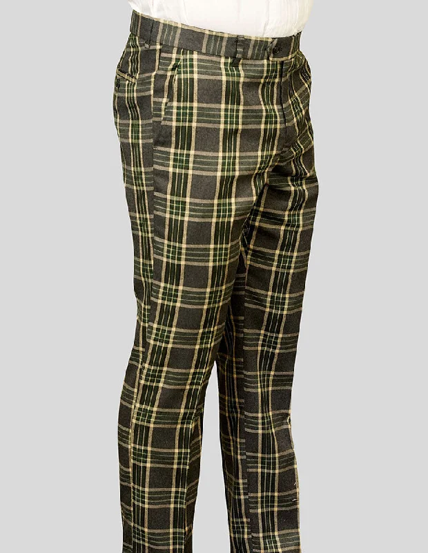 GREEN PLAID SLIM FIT DRESS PANTS