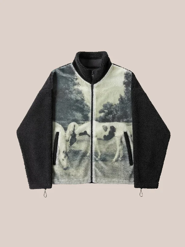 Horses Zip-Up Sherpa Jacket