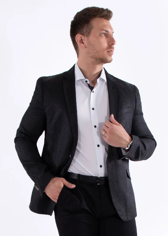 Black Micro Zig-Zag Evening Blazer