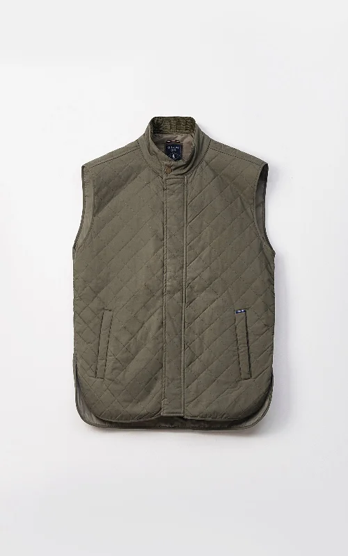 QUILTED SLEEVELESS JACKET OLIVE