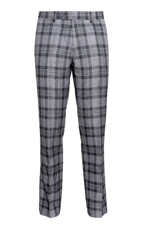 PAUL GREY PLAID SLIM FIT PANT