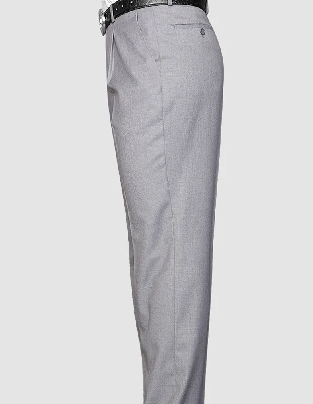 GRAY REGULAR FIT PLEATED PANTS