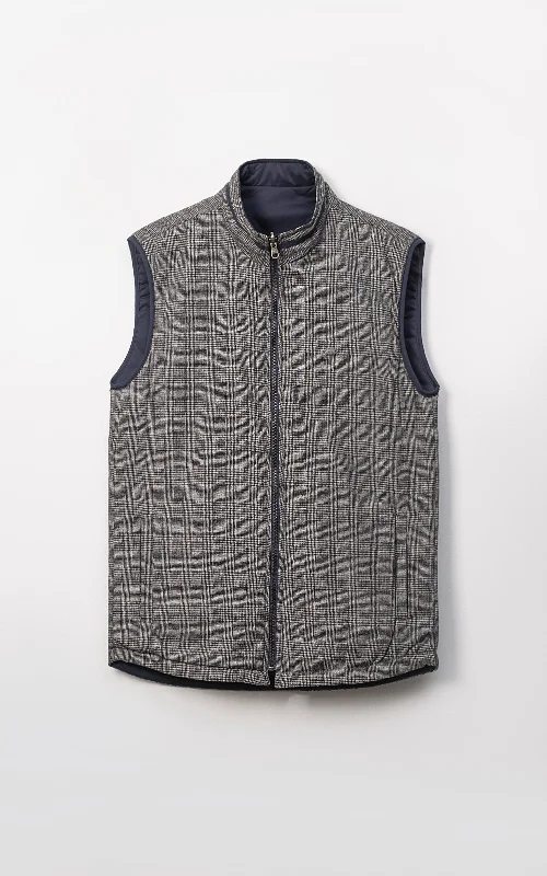 WOOL QUILTED SLEEVELESS REVERSIBLE JACKET BLACK GREY