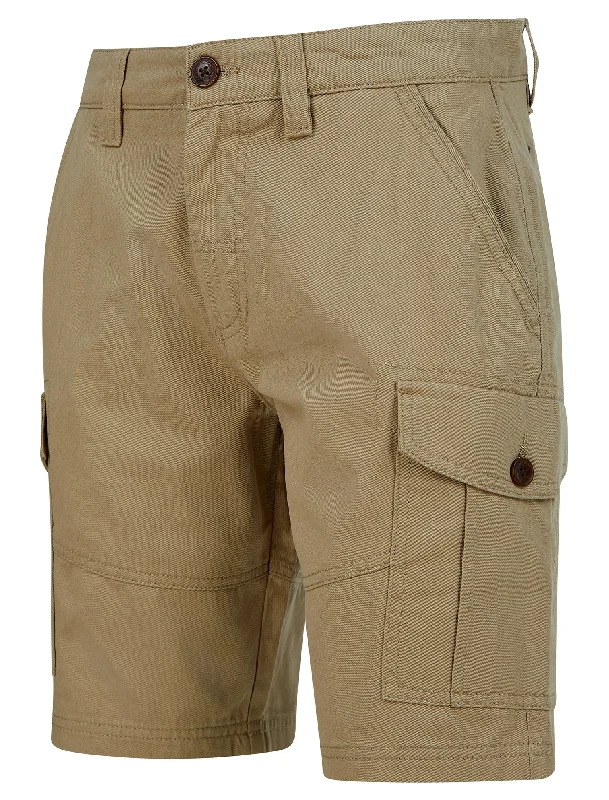 Marini Cotton Twill Cargo Shorts in Stone - Tokyo Laundry