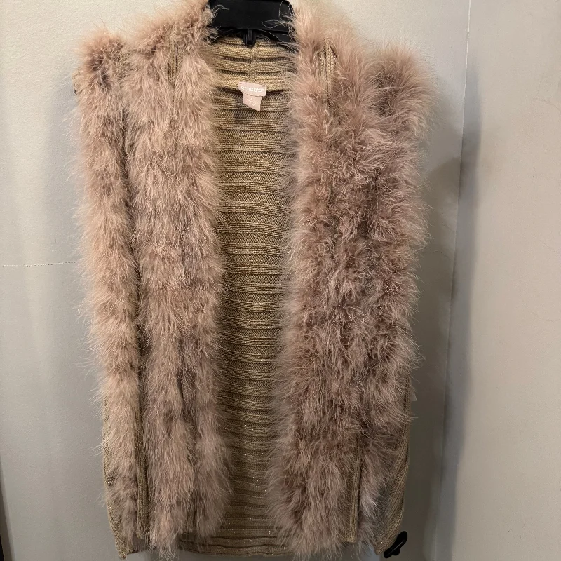 Vest Faux Fur & Sherpa By Chicos In Tan, Size: M