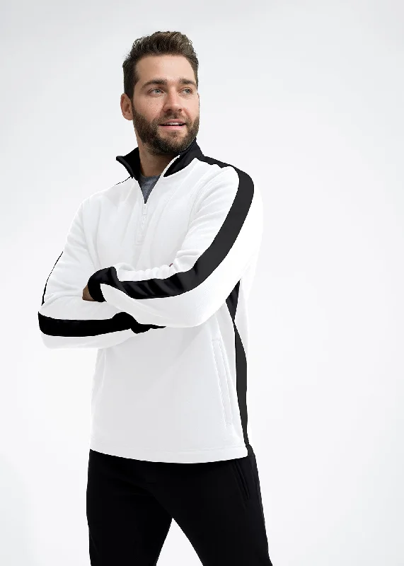 Stretch Fleece Quarter Zip | Snow with Black