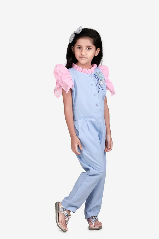 Ballerina Embrodiery  Blue Full Jumpsuit