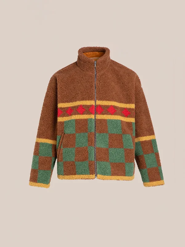 Checkered Zip-Up Sherpa