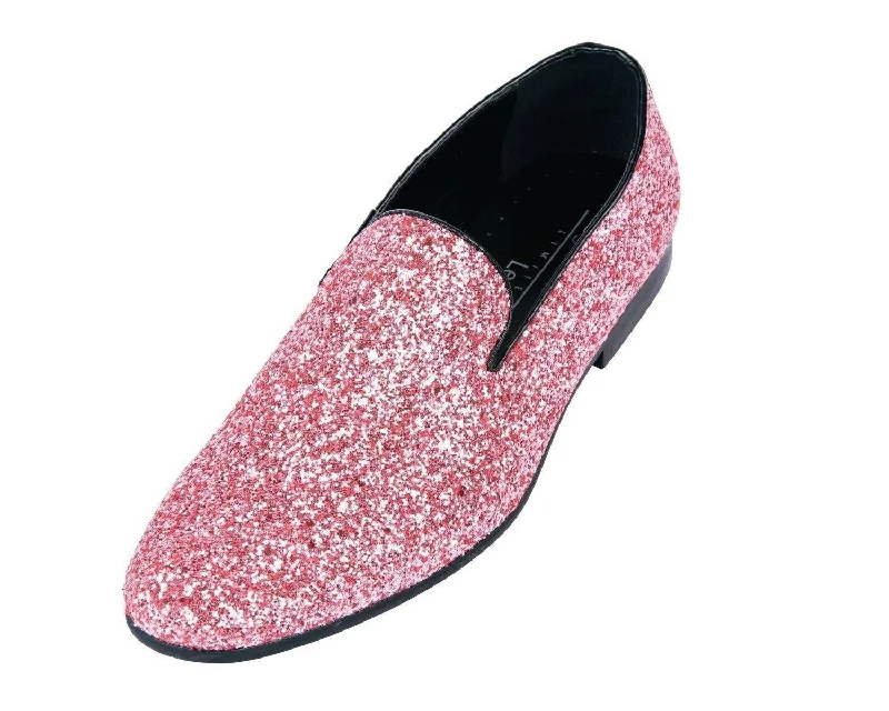 Pink Sparkle Slip On Men's  Shoes