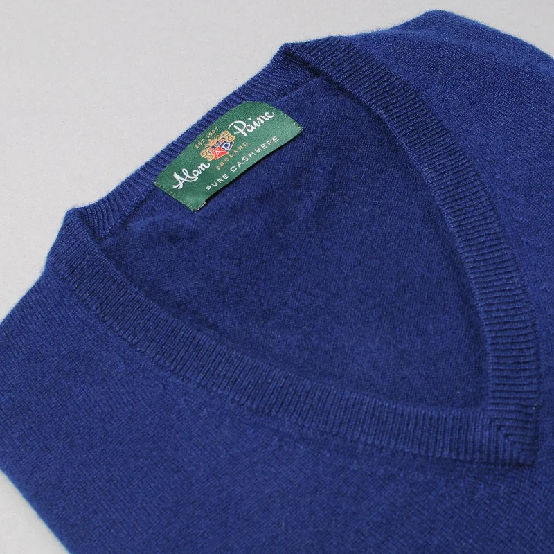 Alan Paine Cashmere V-Neck Sweater - Indigo