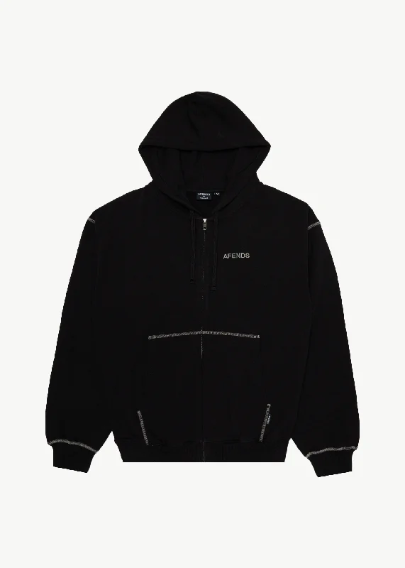 AFENDS Mens Burner - Zip Hood - Black