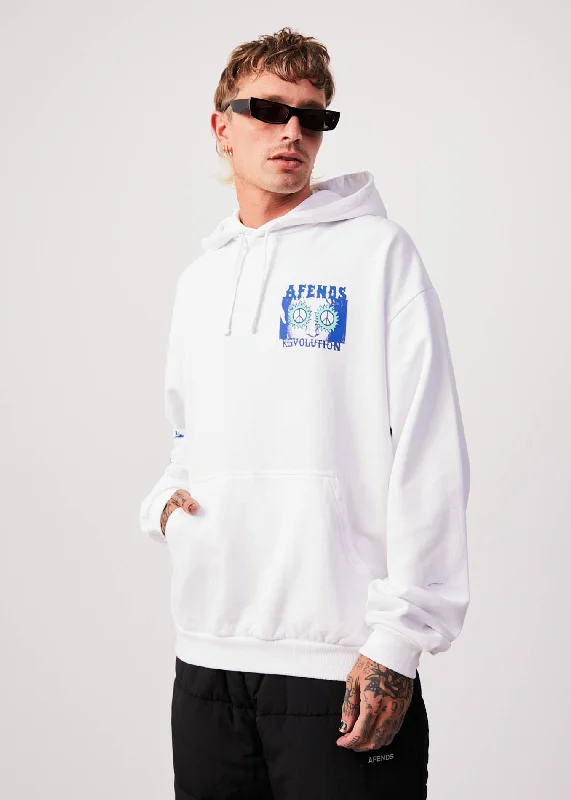 AFENDS Mens Utopia - Graphic Hoodie - White